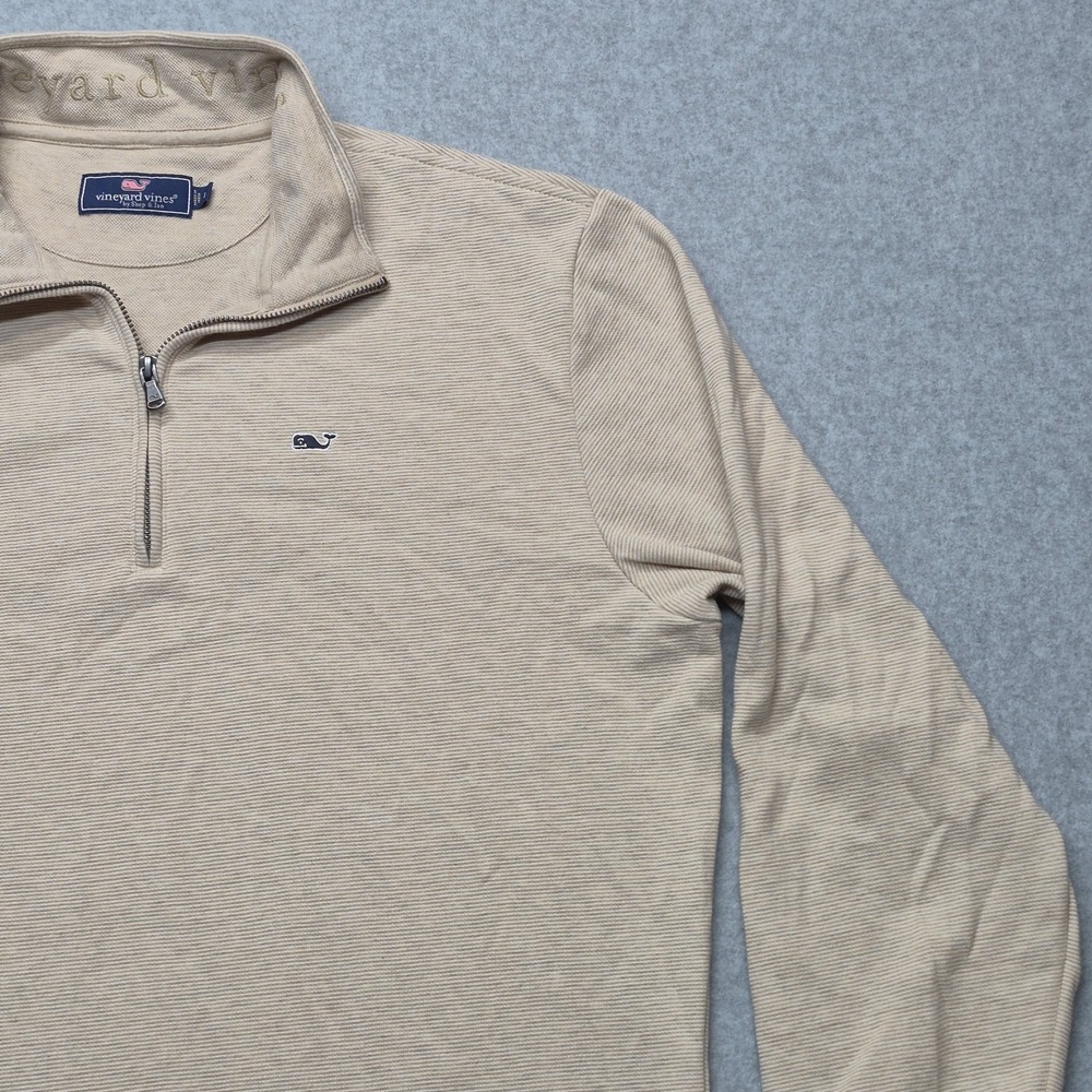 Vineyard Vines Sweatshirt Mens L Tan Beige 1/4 Zip Pullover  Textured - Picture 11 of 16
